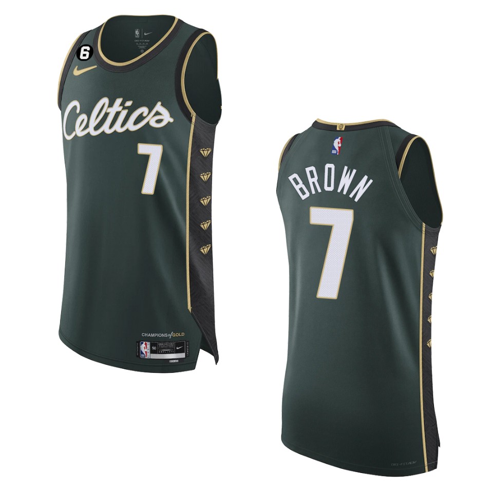 Men's Boston Celtics Jaylen Brown #7 City Edition 2022-23 Green Jersey 2401QBLU